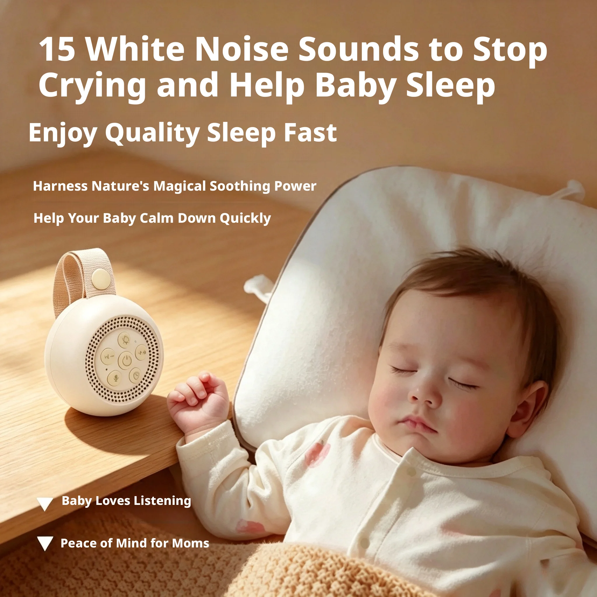 White Noise Machine Sleep - เครื่องเสียงช่วยให้เด็กหลับแบบชาร์จไฟได้ 15 เสียงธรรมชาติช่วยผ่อนคลาย เครื่องเสียงแบบแขวน ช่วยหยุดการร้องไห้ ช่วยให้ทารกหลับสบาย