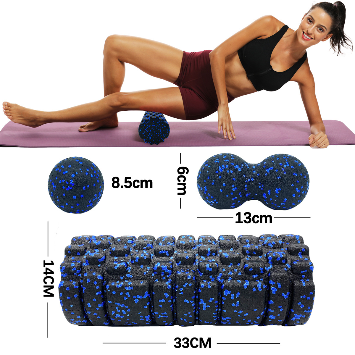 3 ชิ้นโยคะลูกกลิ้งนวดถั่วลิสงบ - Foam Roller Trigger Point บทวิจารณ์และราคา